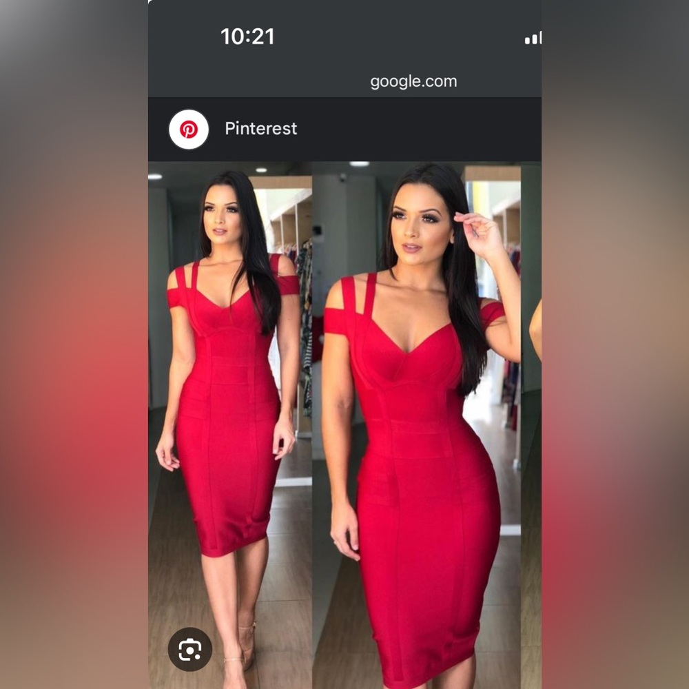 bebe Vibrant Red Strappy Midi Dress
